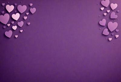 Purple background with hearts.