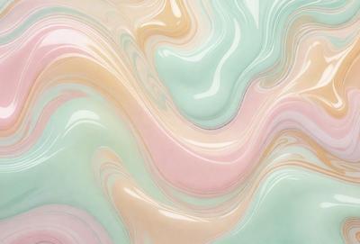 The primary subject of the image is a colorful, swirling pattern that resembles a painting or a digital artwork. The setting is a background of a colorful, swirling pattern, which adds to the overall visual style. The colors and mood of the image are vibrant and lively, with a mix of pink, green, and yellow hues.