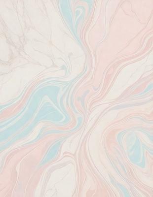 The primary subject of the image is a marbled wall with a blue and pink color scheme. The setting is a room with a white background, and the visual style appears to be a combination of a photo and a digital art or illustration. The dominant colors are blue and pink, creating a warm and inviting atmosphere.