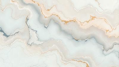 The primary subject of the image is a white and gold marbled wall. The setting is a room with a marbled wall, and the visual style is a combination of photo and digital art. The colors and mood of the image are predominantly white and gold, creating a warm and elegant atmosphere.