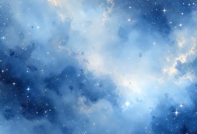 The primary subject of the image is the night sky filled with stars. The setting is a dark, cloudy night, with the stars shining brightly against the backdrop of the cloudy sky. The visual style is a photo of the night sky, capturing the beauty of the stars and the vastness of the universe. The colors and mood of the image are serene and peaceful, as the stars twinkle and the darkness of the night envelops the scene.