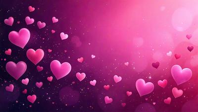 The primary subject of the image is a large number of pink hearts floating in a pink background. The hearts are scattered throughout the scene, creating a visually appealing and romantic atmosphere. The setting appears to be a digital art or illustration, as the hearts are depicted in a more stylized and artistic manner than a typical photograph. The dominant colors in the image are pink, which creates a warm and loving mood.