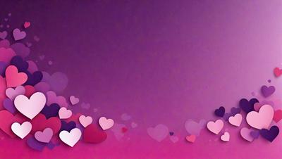 The primary subject of the image is a purple background with a pattern of hearts. The hearts are scattered across the background, creating a visually appealing and heartwarming scene. The setting appears to be a digital art or illustration, as the hearts are arranged in a creative and artistic manner. The overall atmosphere is warm and inviting, with the hearts symbolizing love and affection.