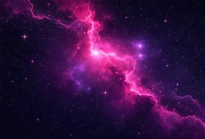 The primary subject of the image is a purple nebula, which is a cloud of gas and dust in space. The setting is a dark, star-filled sky, with the nebula being the main focus of the image. The visual style is a combination of a photo and digital art, creating a unique and captivating representation of the nebula. The colors and mood of the image are predominantly purple, giving it a serene and ethereal atmosphere.