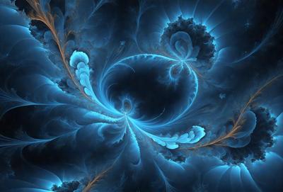 The primary subject of the image is a blue and white swirling pattern, which appears to be a digital art or illustration. The setting is a dark background, which contrasts with the swirling pattern. The visual style is a combination of digital art and illustration, creating a unique and captivating image. The dominant colors are blue and white, giving the image a calming and serene atmosphere.