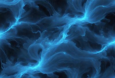 The primary subject of the image is a blue, swirling, and flowing pattern. The setting is a dark background, which contrasts with the vibrant blue colors of the pattern. The visual style appears to be a digital art or illustration, as the swirls and flowing lines are reminiscent of a digital painting. The dominant colors are blue, and the overall atmosphere is one of movement and fluidity.