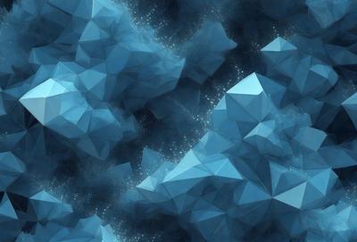 The primary subject of the image is a blue geometric pattern, which appears to be a digital art or illustration. The setting is a dark blue background, creating a contrasting and dramatic atmosphere. The visual style is a combination of digital art and geometric patterns, giving the image a unique and intriguing appearance. The dominant colors are blue and black, which contribute to the overall mood of the image, which can be described as mysterious and captivating.