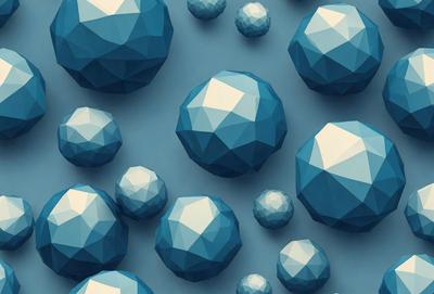 The primary subject of the image is a collection of blue geometric shapes, which are likely cubes or spheres. These shapes are arranged in a visually appealing manner, creating a sense of depth and dimension. The setting or background of the image is a blue surface, which complements the blue geometric shapes and adds to the overall visual style. The image is a digital art or illustration, showcasing the artist's skill in creating a cohesive and harmonious design. The dominant colors in the image are blue, which