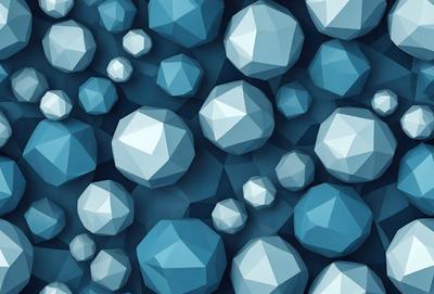 The primary subject of the image is a collection of blue geometric shapes, which are arranged in a visually appealing manner. The setting is a blue background, which provides a contrasting and complementary color to the shapes. The visual style of the image is a combination of digital art and illustration, as the shapes are created using a computer program or digital drawing tool. The dominant colors in the image are blue and white, giving the scene a calm and serene atmosphere.