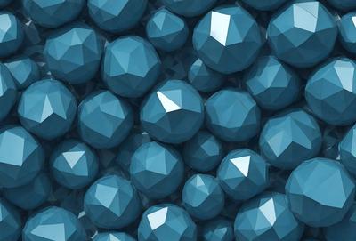 The primary subject of the image is a large number of blue geometric shapes, which are arranged in a visually appealing manner. The setting is a blue background, which complements the vibrant colors of the geometric shapes. The visual style of the image is a combination of photo and digital art, creating a unique and eye-catching pattern. The dominant colors in the image are blue and white, giving the scene a calm and soothing atmosphere.