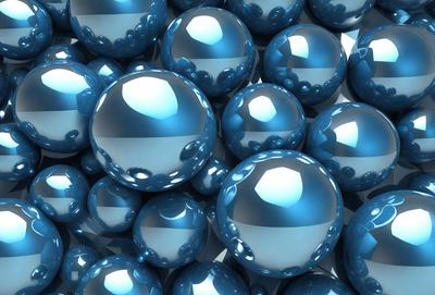 The primary subject of the image is a large collection of blue glass balls. The setting is a white background, which provides a clean and uncluttered environment for the balls. The visual style is a close-up of the glass balls, showcasing their unique shapes and textures. The colors and mood of the image are predominantly blue, creating a calm and serene atmosphere.