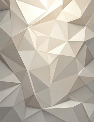 The primary subject of the image is a white wall with a geometric pattern on it. The wall appears to be made of white triangles, creating a visually interesting and unique design. The setting is indoors, with the wall being the main focus of the scene. The visual style of the image is a combination of digital art and illustration, as the geometric pattern is created through a digital medium. The colors and mood of the image are predominantly white, giving it a clean and minimalist appearance.