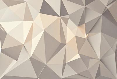 The primary subject of the image is a geometric pattern, which is displayed on a wall. The pattern is made up of triangles, and it creates a visually striking and modern appearance. The setting is indoors, with the pattern covering the entire wall, giving the space a cohesive and contemporary look. The visual style of the image is a combination of digital art and illustration, as the triangles are intricately arranged and the overall design is well-executed. The colors and mood of the image are predomin