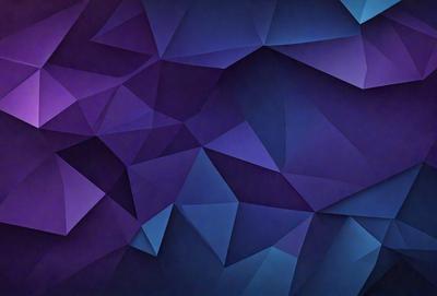 The primary subject of the image is a geometric pattern, which is a blue and purple triangular design. The setting is a dark blue background, creating a contrasting effect with the geometric pattern. The visual style of the image is a digital art or illustration, as it is a well-defined and intricate design. The dominant colors in the image are blue and purple, giving it a calm and soothing atmosphere.