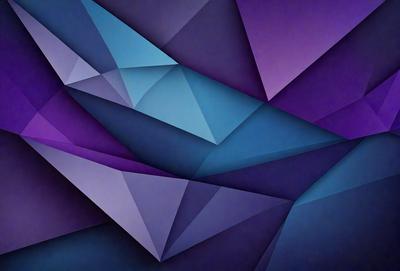 The primary subject of the image is a geometric pattern, featuring a combination of blue and purple colors. The setting is a dark background, which contrasts with the vibrant colors of the pattern. The visual style appears to be a digital art or illustration, as the pattern is intricate and well-defined. The overall atmosphere of the image is calm and visually appealing, with the contrasting colors creating a striking visual effect.