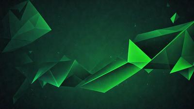 The primary subject of the image is a green geometric pattern. The setting is a dark background, which contrasts with the bright green pattern. The visual style is a digital art or illustration, creating a unique and eye-catching design. The colors and mood of the image are predominantly green, giving it a calm and soothing atmosphere.
