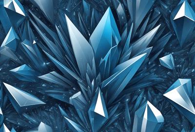 The primary subject of the image is a large cluster of blue crystals, which are the main objects in the scene. The setting is a blue background, which creates a striking contrast with the crystals. The visual style of the image is digital art, as it is a detailed and intricate representation of the crystals. The dominant colors in the image are blue and white, giving the scene a cool and calming atmosphere.