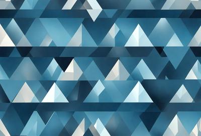 The primary subject of the image is a pattern of triangles, which are arranged in a blue and white color scheme. The setting is a blue and white background, creating a visually appealing contrast. The visual style of the image is a digital art or illustration, showcasing the intricate design of the triangles. The colors and mood of the image are predominantly blue and white, giving it a clean and modern appearance.