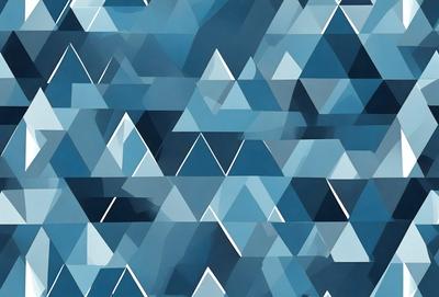 The primary subject of the image is a blue and white geometric pattern. The setting is a blue background, and the visual style appears to be a digital art or illustration. The dominant colors are blue and white, creating a calm and soothing atmosphere.