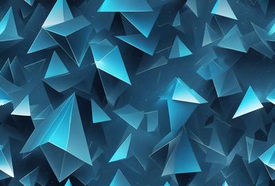 The primary subject of the image is a blue geometric pattern, which is the main object, scene, or focus of the image. The setting or background is a blue sky, and the visual style is digital art. The dominant colors and overall atmosphere are blue and calming.