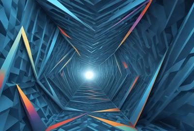 The primary subject of the image is a tunnel-like structure with a blue and orange color scheme. The tunnel is illuminated by a bright light, creating a contrast between the dark tunnel and the light. The setting is a futuristic environment, possibly a space station or an underground tunnel. The visual style of the image is digital art, as it appears to be a computer-generated or digitally rendered scene. The dominant colors are blue and orange, giving the image a vibrant and dynamic atmosphere.