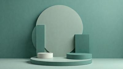 The primary subject of the image is a white round mirror. The mirror is placed on a blue surface, which could be a table or a wall. The setting appears to be a studio or a room with a focus on the mirror. The visual style of the image is a combination of photo and digital art, creating a unique and artistic representation of the mirror. The colors and mood of the image are predominantly blue, giving it a calm and serene atmosphere.