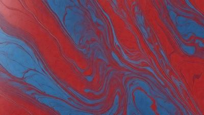 The primary subject of the image is a close-up of a red and blue swirling pattern, which appears to be a painting or a digital artwork. The setting is a red and blue background, creating a vibrant and dynamic atmosphere. The visual style is a mix of digital art and painting, with the swirling pattern resembling a painting but having a digital art-like quality. The colors and mood of the image are energetic and lively, with the red and blue hues evoking a sense