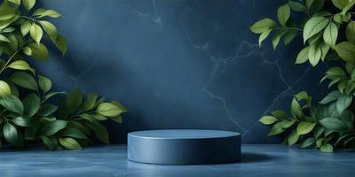 The primary subject of the image is a blue tablet placed on a blue table. The setting is a room with a blue wall and a blue table. The visual style is a photo, and the colors and mood are predominantly blue, creating a calm and serene atmosphere.