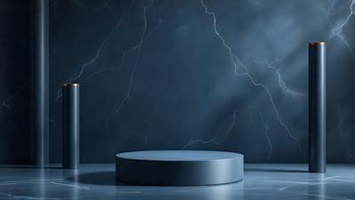 The primary subject of the image is a large, round, blue table. The table is placed in a room with a blue wall, which creates a striking contrast with the table's color. The setting appears to be a modern, minimalist space, with the table being the main focus of the scene. The visual style of the image is a photo, capturing the table's unique color and shape. The colors and mood of the image are predominantly blue, giving it a calm and serene atmosphere.