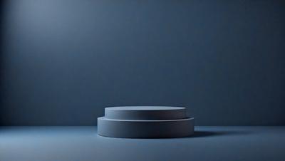 The primary subject of the image is a large, round, flat object, possibly a piece of art or a decorative item, placed on a blue surface. The setting appears to be a dark room, with the blue surface being the main focus of the image. The visual style of the image is a close-up, with the object being the main subject. The colors and mood of the image are predominantly dark and moody, with the blue surface providing a contrasting element.