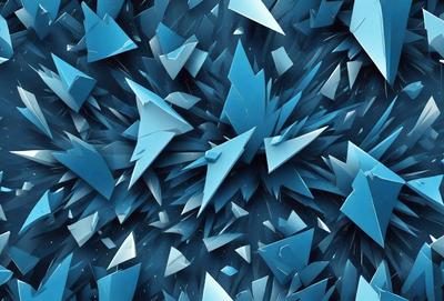 The primary subject of the image is a blue, geometric pattern made up of various shapes, including triangles and squares. The setting is a blue background, which complements the vibrant colors of the pattern. The visual style is a combination of digital art and illustration, creating a unique and eye-catching design. The dominant colors are blue and white, giving the pattern a clean and modern appearance. Overall, the image conveys a sense of creativity and artistic expression.