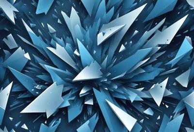 The primary subject of the image is a large, blue, and white crystal formation. The setting is a dark blue background, which contrasts with the bright colors of the crystal. The visual style is a digital art or illustration, showcasing the intricate details of the crystal. The colors and mood of the image are vibrant and captivating, with the blue and white crystal standing out against the dark blue background.