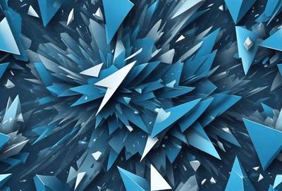 The primary subject of the image is a blue and white geometric pattern, which appears to be a digital art or illustration. The setting is a blue background, and the visual style is a combination of digital art and illustration. The dominant colors are blue and white, creating a calm and soothing atmosphere.