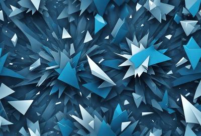 The primary subject of the image is a blue and white geometric pattern, which appears to be a digital art or illustration. The setting is a blue background, and the visual style is a combination of digital art and illustration. The dominant colors are blue and white, creating a calm and soothing atmosphere.