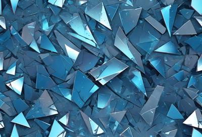 The primary subject of the image is a blue glass shard, which is part of a larger blue glass background. The visual style of the image is digital art, as it appears to be a close-up of a blue glass shard with a blue glass background. The colors and mood of the image are predominantly blue, creating a calm and serene atmosphere.