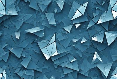 The primary subject of the image is a blue background with a pattern of triangular shapes. The setting is a blue sky, and the visual style is a digital art or illustration. The dominant colors are blue and white, creating a calm and serene atmosphere.