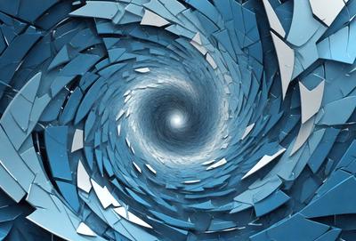 The primary subject of the image is a spiral, which is the main object, scene, or focus of the image. The spiral is set against a blue background, giving it a vibrant and lively appearance. The visual style of the image is digital art, as it is a computer-generated representation of the spiral. The dominant colors in the image are blue and white, creating a sense of depth and movement.