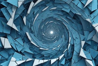 The primary subject of the image is a spiral, which is the main object, scene, or focus of the image. The spiral is set against a blue background, giving it a vibrant and lively appearance. The visual style of the image is digital art, as it is a computer-generated representation of the spiral. The dominant colors in the image are blue and white, creating a sense of depth and dimension.