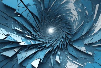 The primary subject of the image is a spiral or vortex, which is the main object, scene, or focus of the image. The spiral is set against a blue background, which adds to the overall atmosphere. The visual style of the image is digital art, as it appears to be a computer-generated or digitally manipulated image. The colors and mood of the image are predominantly blue, creating a sense of depth and intrigue.