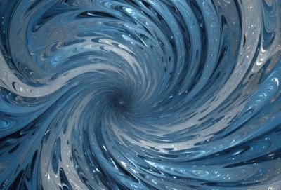 The primary subject of the image is a blue spiral, which appears to be a swirling pattern or a vortex. The setting is a blue background, which complements the spiral's color. The visual style is a digital art or illustration, as the spiral is depicted in a detailed and intricate manner. The colors and mood of the image are predominantly blue, creating a sense of calmness and tranquility.
