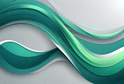 The primary subject of the image is a large, curved, and colorful design, which appears to be a digital art or illustration. The design features a combination of green, white, and blue colors, creating a visually appealing and dynamic pattern. The setting or background of the image is a white surface, which provides a clean and minimalist backdrop for the vibrant design. The overall atmosphere of the image is energetic and creative, showcasing the artistic talent behind the design.