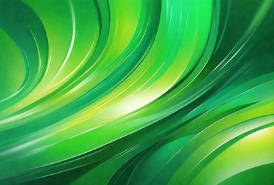 The primary subject of the image is a large, vibrant green leaf. The leaf is prominently displayed in the foreground, with a background of a green and white pattern. The visual style of the image is a painting, which gives it a unique and artistic appearance. The colors and mood of the image are predominantly green, creating a sense of freshness and natural beauty.
