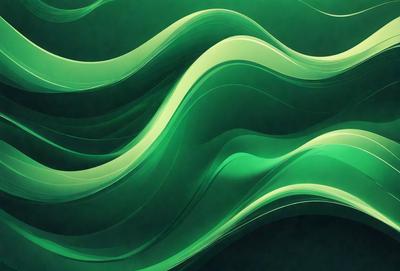 The primary subject of the image is a green wave or water pattern. The setting is a dark background, which contrasts with the green wave. The visual style is a digital art or illustration, as the wave appears to be a digital creation. The dominant colors are green, and the overall atmosphere is calm and serene.