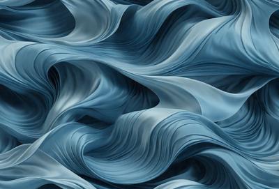 The primary subject of the image is a blue, swirling, and flowing pattern, which appears to be a digital art or illustration. The setting is a blue background, and the visual style is a combination of digital art and illustration. The dominant colors are blue and white, creating a calm and soothing atmosphere.