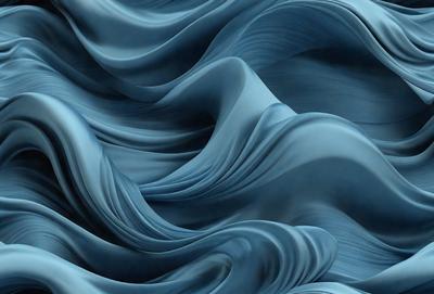 The primary subject of the image is a blue ocean wave. The setting is the ocean, with the wave being the main focus of the image. The visual style is a digital art or illustration, as the wave is depicted in a detailed and artistic manner. The dominant colors are blue and white, creating a serene and calming atmosphere.