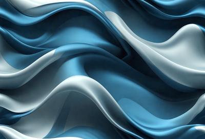 The primary subject of the image is a blue and white flowing fabric, which appears to be a digital art or illustration. The setting is a blue and white background, creating a visually appealing contrast. The visual style is a combination of digital art and illustration, giving the image a unique and artistic appearance. The colors and mood of the image are predominantly blue and white, creating a sense of calmness and elegance.