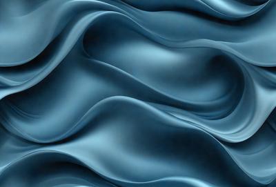 The primary subject of the image is a blue, flowing, and wavy surface, which appears to be a digital art or illustration. The setting is a blue background, and the visual style is a combination of digital art and illustration. The dominant colors are blue and white, creating a calm and serene atmosphere.