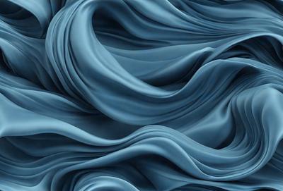 The primary subject of the image is a blue fabric, which appears to be a piece of clothing or a decorative item. The setting is a blue background, which complements the blue fabric. The visual style is a digital art or illustration, as the fabric is depicted in a detailed and artistic manner. The colors and mood of the image are predominantly blue, creating a calm and serene atmosphere.