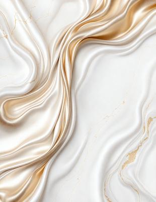 The primary subject of the image is a marble-like surface with a gold and white color scheme. The setting is a white marble wall, and the visual style appears to be a combination of a photo and digital art. The colors and mood of the image are elegant and sophisticated, with the gold and white tones creating a luxurious and refined atmosphere.