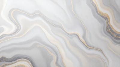 The primary subject of the image is a marble-like pattern, which is the main object, scene, or focus of the image. The setting or background features a white and gold marble-like pattern, which gives the image a luxurious and elegant appearance. The visual style of the image is a close-up of the marble-like pattern, showcasing its intricate details. The colors and mood of the image are predominantly white and gold, creating a sense of sophistication and refinement